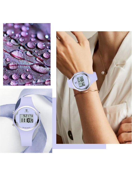 Women All Light Purple Quartz Chronograph Waterproof Outdoor Sport Digital Watch main image 5
